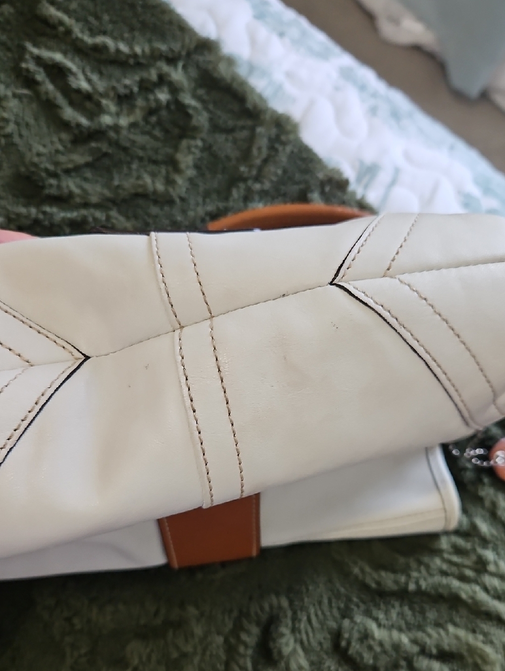Coach White and Tan Shoulder Bag with Buckle Accent - Picture 8 of 9